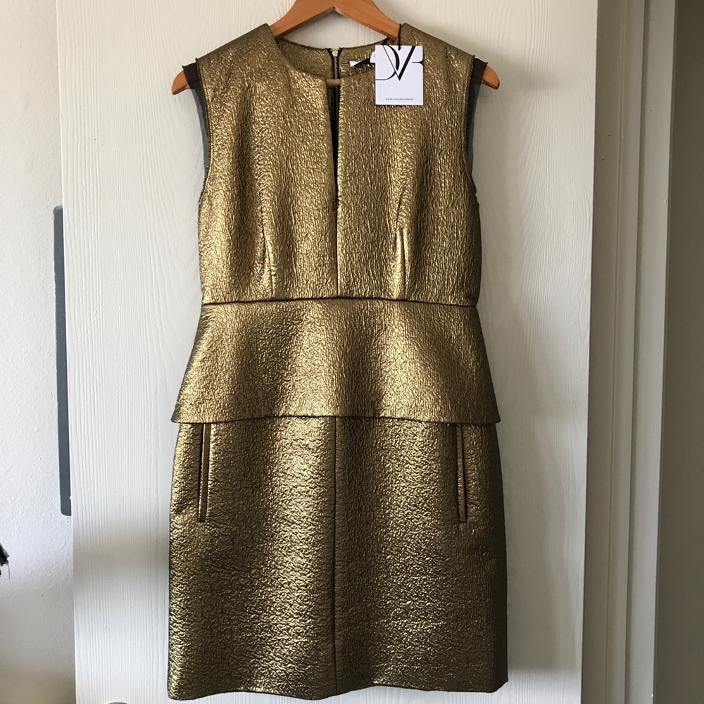 DIANE von FURSTENBERG Delani gold sz 10 NEW dress